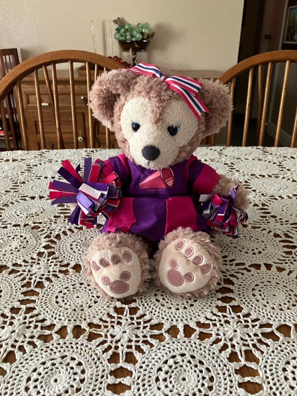 Disney Parks Duffy Plush Shellie May The Disney Bear in Cheerleader Outfit